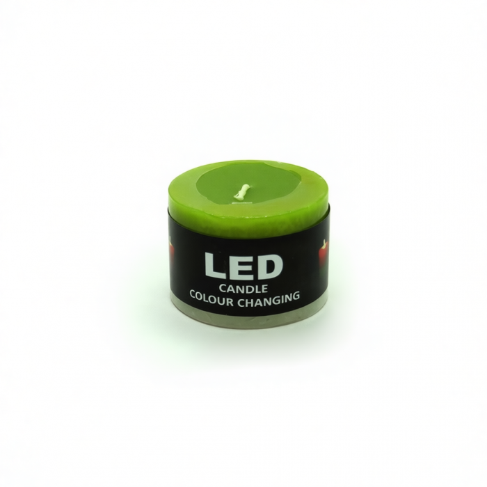 Свеча с led-подсветкой широкая, цв. зеленый