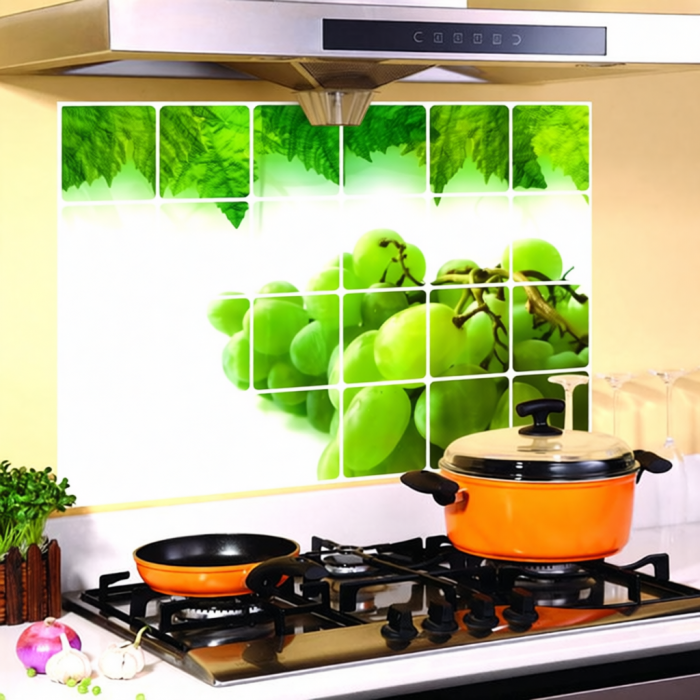 Термостойкая наклейка для кухни фольгированная, 60*90 см, Виноград