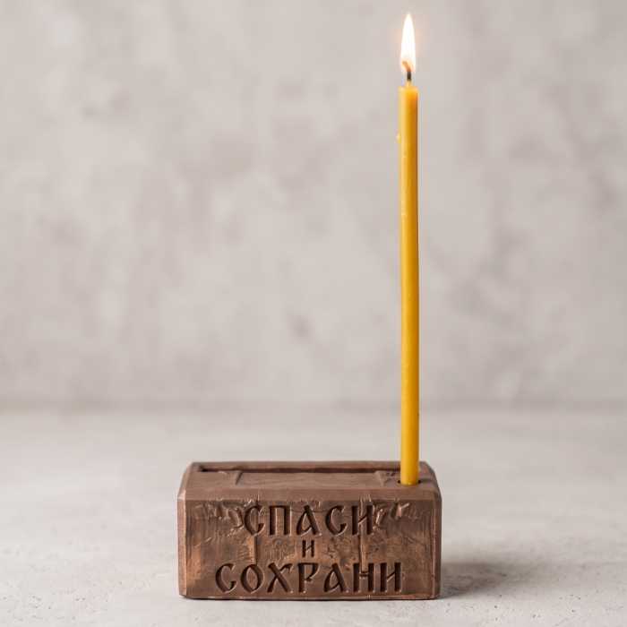 Подсвечник с подставкой под икону, гипс, коричневый